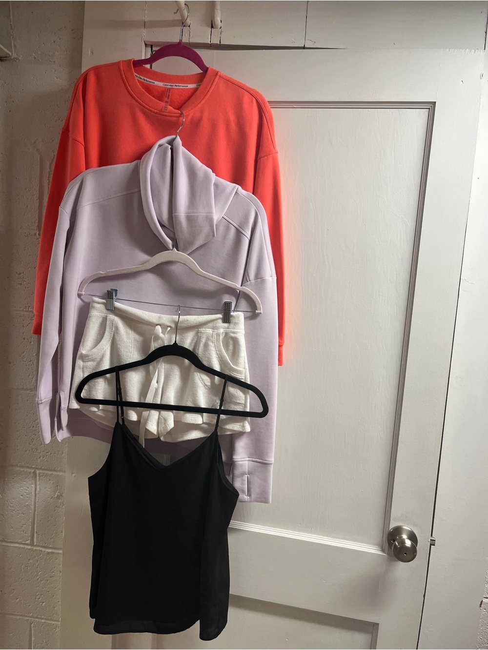 4 pc bundle. Calvin Klein Performance Coral-Crewneck Sweatshirt/tops/shorts